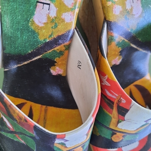 Vintage Image Wooden Cork Wedge Asian Inspired Sandals 6 - Picture 6 of 6